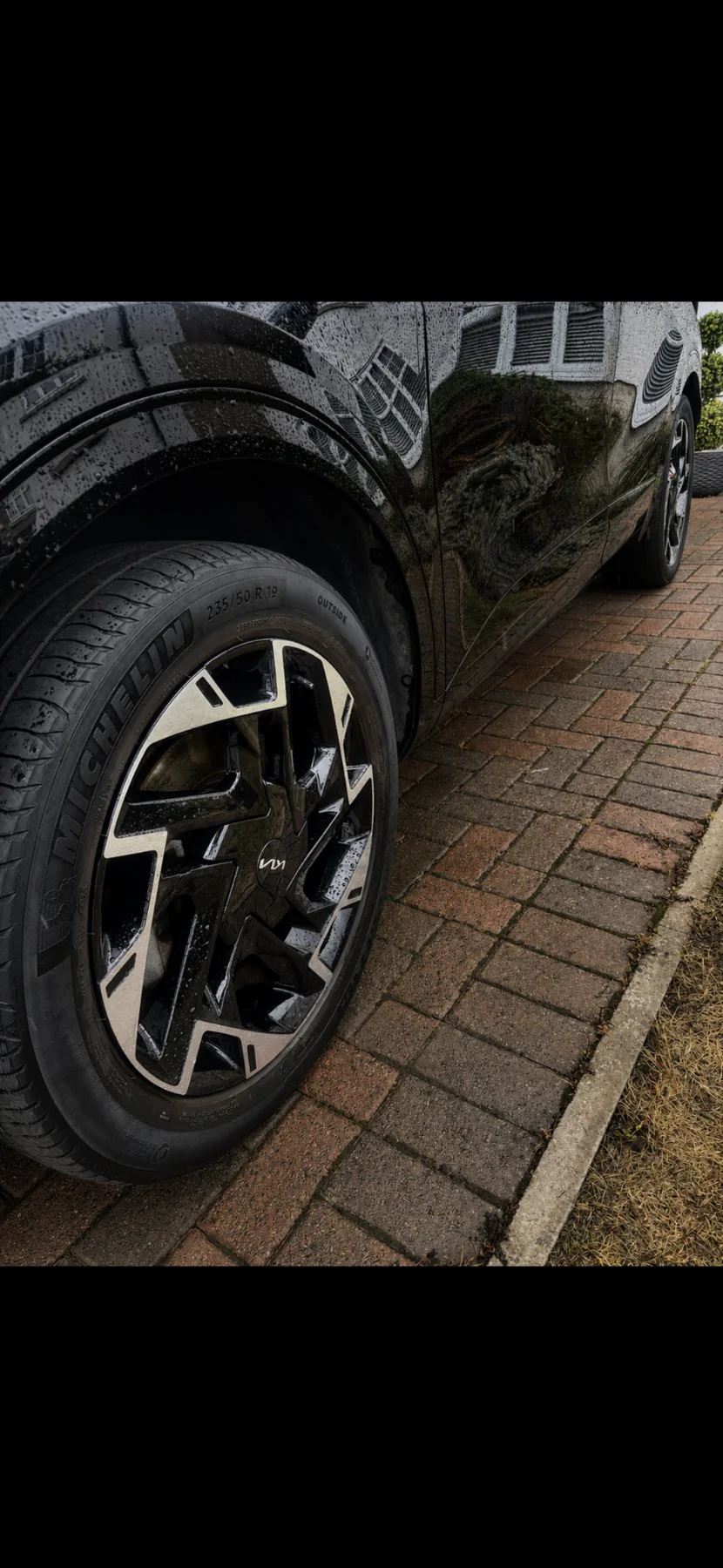 Detailed black SUV wheel and exterior